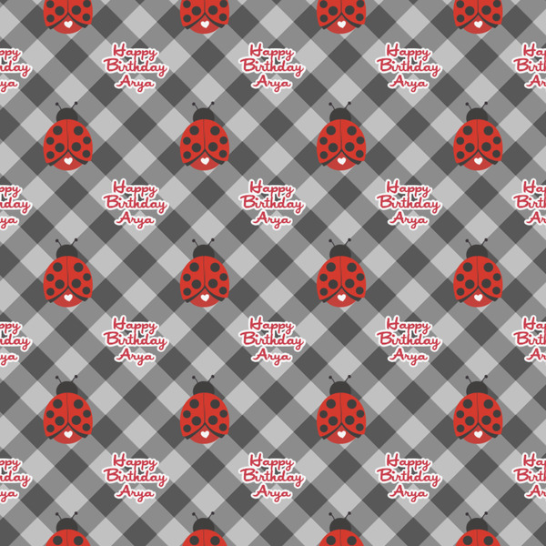 Ladybugs & Gingham Wrapping Paper Square