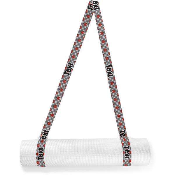 Custom Ladybugs & Gingham Yoga Mat Strap (Personalized)
