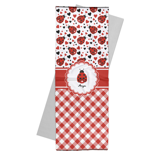 Custom Ladybugs & Gingham Yoga Mat Towel (Personalized)