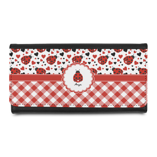 Custom Ladybugs & Gingham Leatherette Ladies Wallet (Personalized)