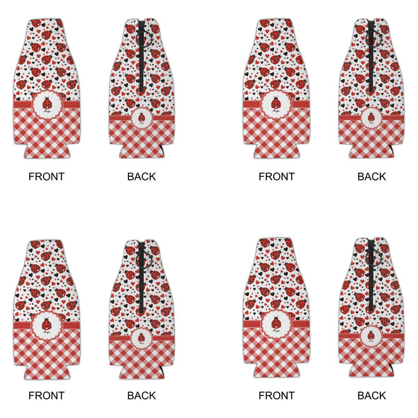 Ladybugs & Gingham Zipper Bottle Cooler - Set of 4 - APPROVAL