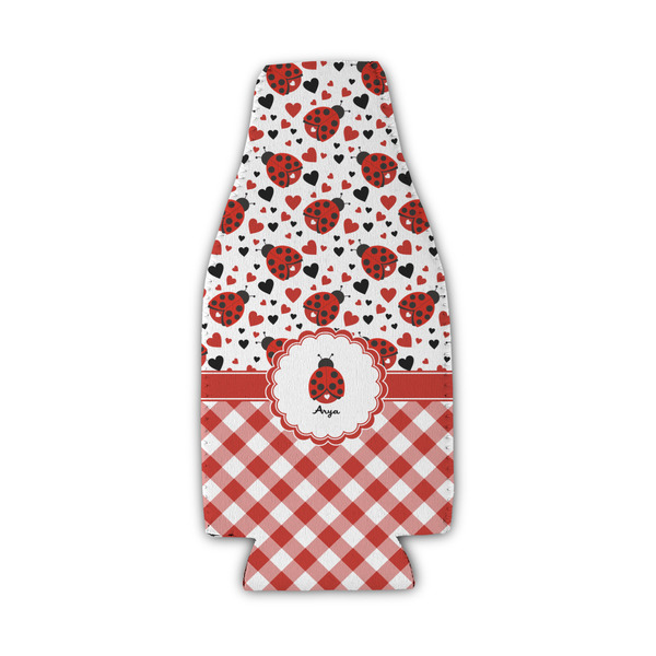 Ladybugs & Gingham Zipper Bottle Cooler - Set of 4 - FRONT