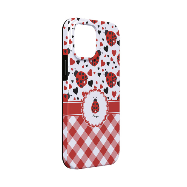 Custom Ladybugs & Gingham iPhone Case - Rubber Lined - iPhone 13 Mini (Personalized)