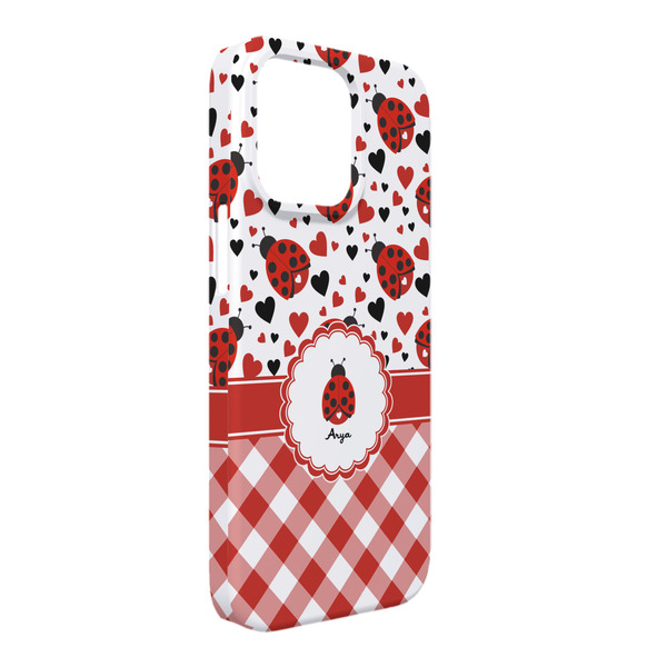 Custom Ladybugs & Gingham iPhone Case - Plastic - iPhone 13 Pro Max (Personalized)