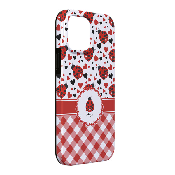 Custom Ladybugs & Gingham iPhone Case - Rubber Lined - iPhone 13 Pro Max (Personalized)
