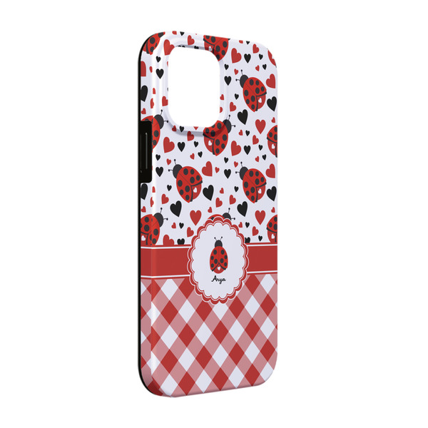Custom Ladybugs & Gingham iPhone Case - Rubber Lined - iPhone 13 Pro (Personalized)