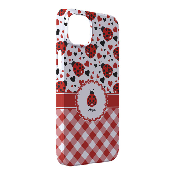 Custom Ladybugs & Gingham iPhone Case - Plastic - iPhone 14 Plus (Personalized)