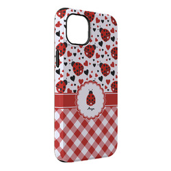 Ladybugs & Gingham iPhone Case - Rubber Lined - iPhone 14 Plus (Personalized)