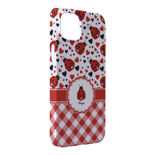 Custom Ladybugs & Gingham iPhone Case - Plastic - iPhone 14 Pro Max (Personalized)