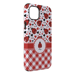 Ladybugs & Gingham iPhone Case - Rubber Lined - iPhone 14 Pro Max (Personalized)