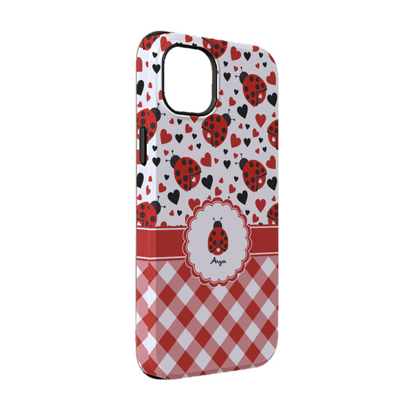 Custom Ladybugs & Gingham iPhone Case - Rubber Lined - iPhone 14 (Personalized)