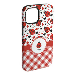 Ladybugs & Gingham iPhone Case - Rubber Lined (Personalized)