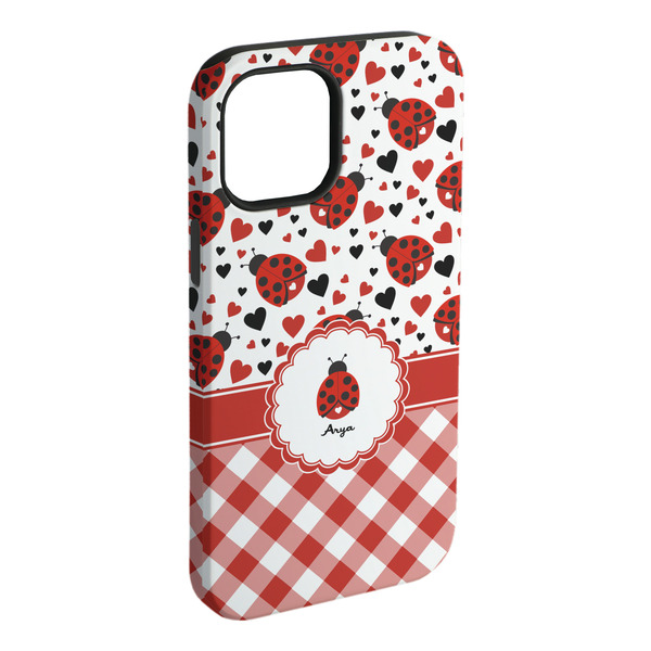 Custom Ladybugs & Gingham iPhone Case - Rubber Lined - iPhone 15 Pro Max (Personalized)