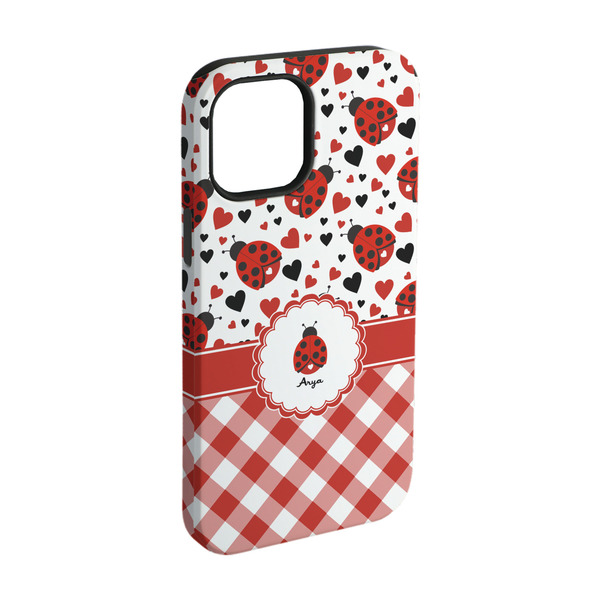 Custom Ladybugs & Gingham iPhone Case - Rubber Lined - iPhone 15 (Personalized)