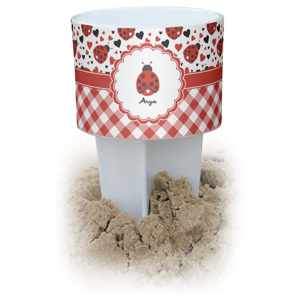 Custom Ladybugs & Gingham Beach Spiker Drink Holder (Personalized)