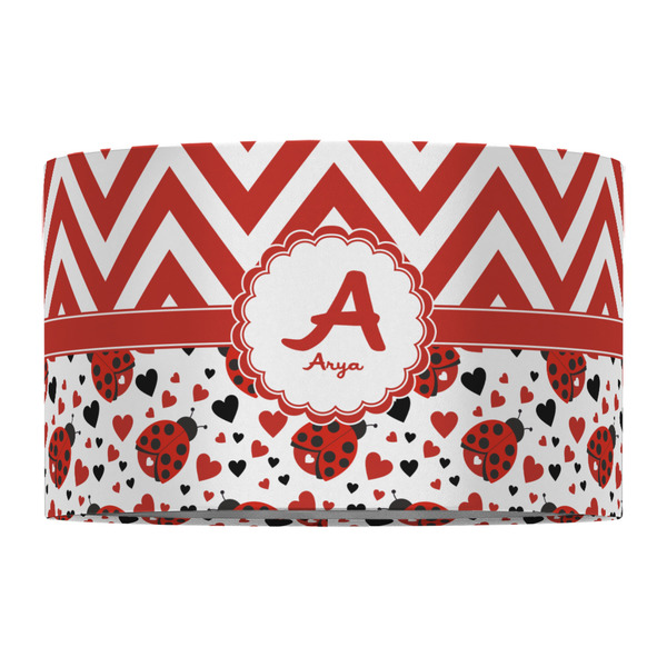 Ladybugs & Chevron 12" Drum Lampshade - FRONT (Fabric)