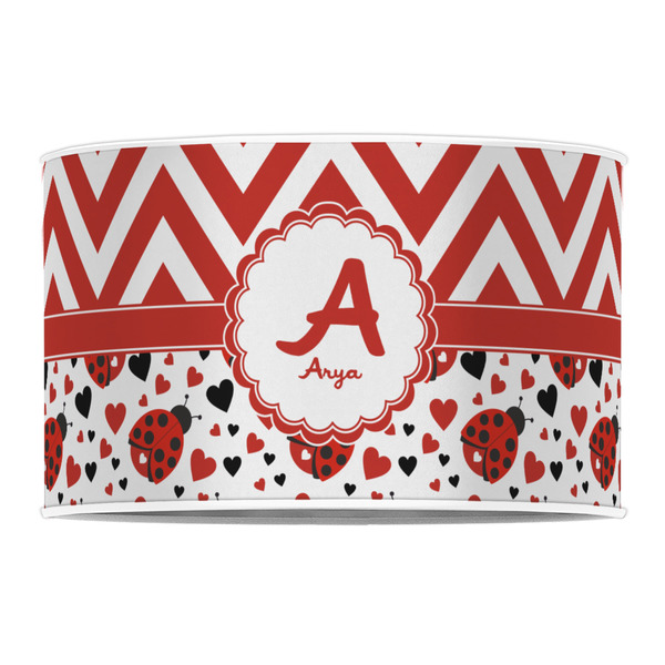 Ladybugs & Chevron 12" Drum Lampshade - FRONT (Poly Film)