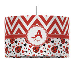 Ladybugs & Chevron 12" Drum Pendant Lamp - Fabric (Personalized)