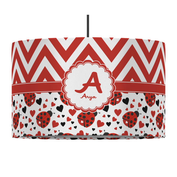 Ladybugs & Chevron 12" Drum Lampshade - PENDANT (Fabric)