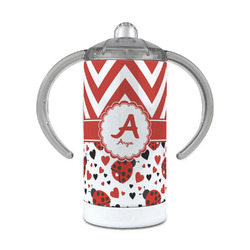 Ladybugs & Chevron 12 oz Stainless Steel Sippy Cup (Personalized)