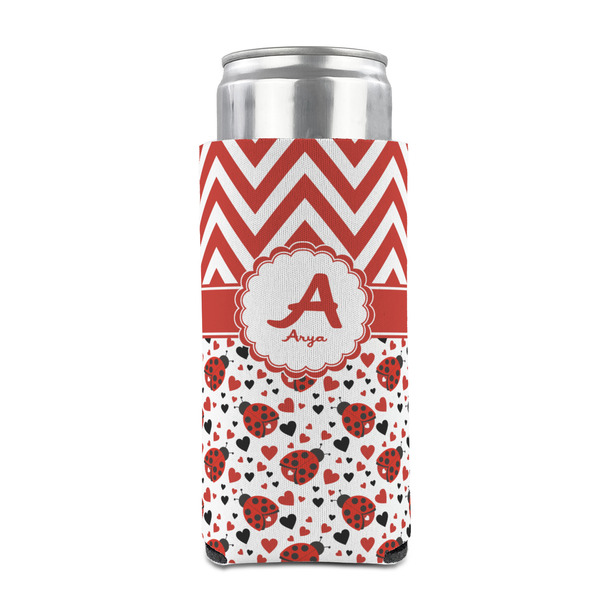 Ladybugs & Chevron 12oz Tall Can Sleeve - FRONT (on can)