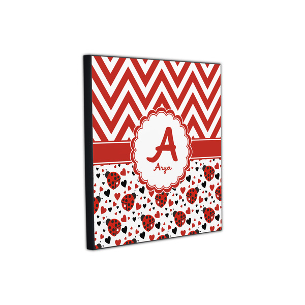 Ladybugs & Chevron 12x12 Wood Print - Angle View
