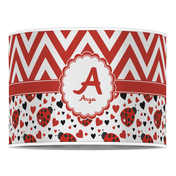 Ladybugs & Chevron 16" Drum Lampshade - FRONT (Poly Film)