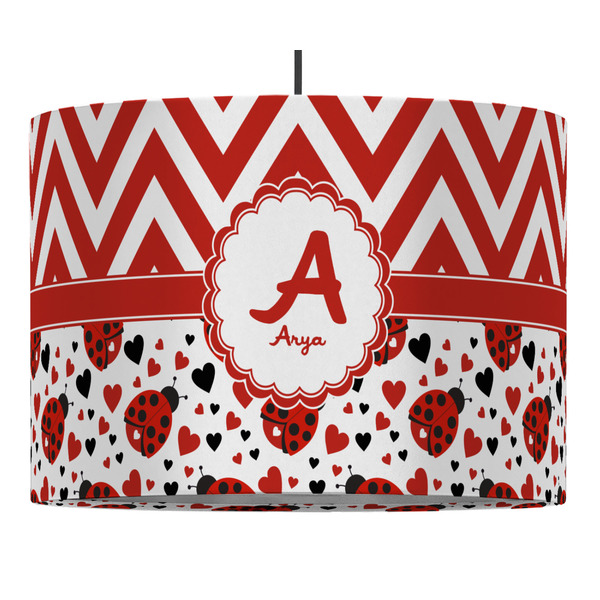 Ladybugs & Chevron 16" Drum Lampshade - PENDANT (Fabric)