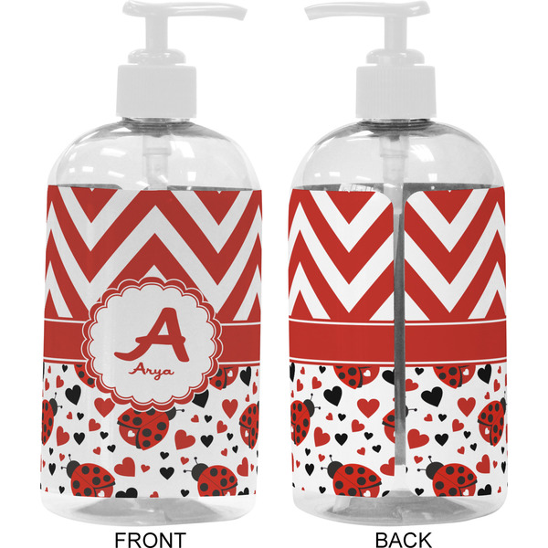 Ladybugs & Chevron 16 oz Plastic Liquid Dispenser- Approval- White