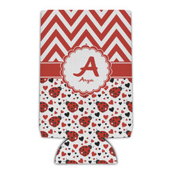 Ladybugs & Chevron Can Cooler (16 oz) (Personalized)