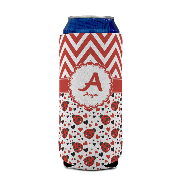Ladybugs & Chevron 16oz Can Sleeve - FRONT (on can)