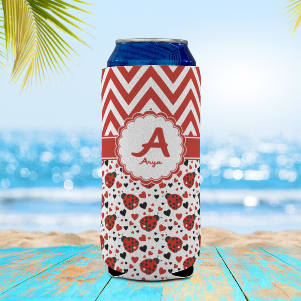 Ladybugs & Chevron 16oz Can Sleeve - LIFESTYLE