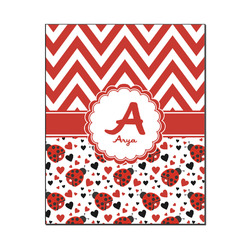 Ladybugs & Chevron Wood Print - 16x20 (Personalized)