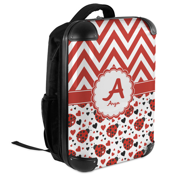 Ladybugs & Chevron 18" Hard Shell Backpacks - ANGLED VIEW