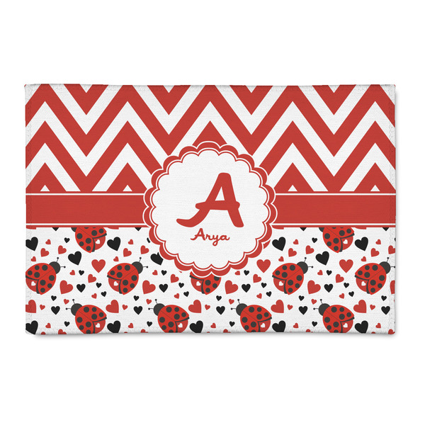 Custom Ladybugs & Chevron 2' x 3' Indoor Area Rug (Personalized)