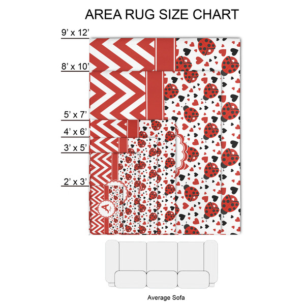 Ladybugs & Chevron 2'x3' Indoor Area Rugs - Size Chart