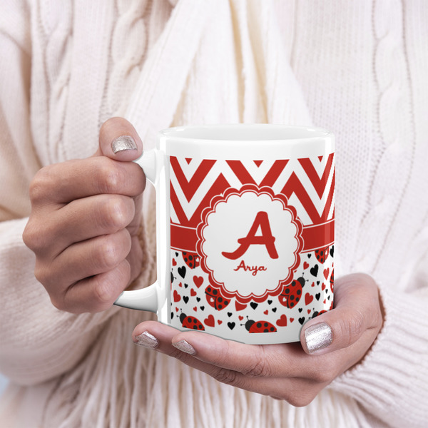 Ladybugs & Chevron 20oz Coffee Mug - LIFESTYLE