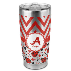 Ladybugs & Chevron 20oz Stainless Steel Double Wall Tumbler - Full Print (Personalized)
