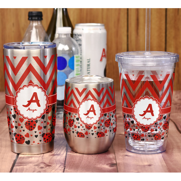 Ladybugs & Chevron 20oz SS Tumbler - Full Print - In Context