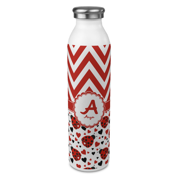 Custom Ladybugs & Chevron 20oz Stainless Steel Water Bottle - Full Print (Personalized)