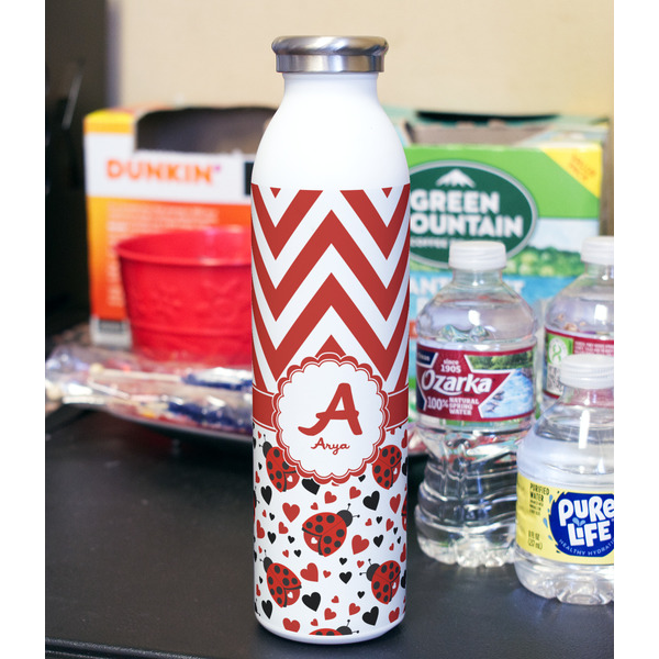 Ladybugs & Chevron 20oz Water Bottles - Full Print - In Context