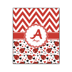 Ladybugs & Chevron Wood Print - 20x24 (Personalized)