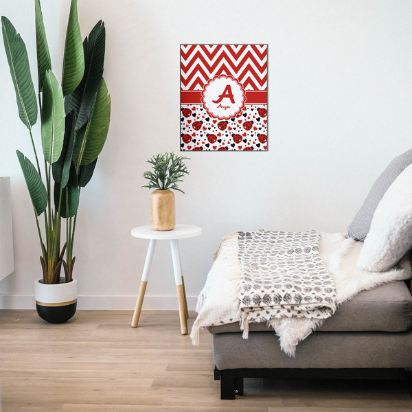 Ladybugs & Chevron 20x24 Wood Print - In Context