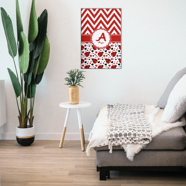 Ladybugs & Chevron 20x30 Wood Print - In Context