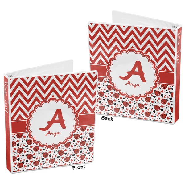 Ladybugs & Chevron 3-Ring Binder Front and Back