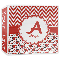 Ladybugs & Chevron 3-Ring Binder - 3 inch (Personalized)