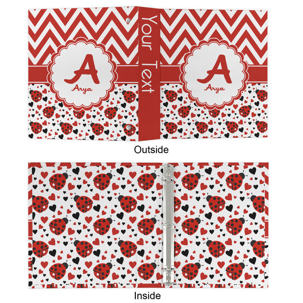 Ladybugs & Chevron 3 Ring Binders - Full Wrap - 1" - APPROVAL