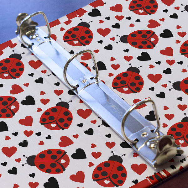 Ladybugs & Chevron 3 Ring Binders - Full Wrap - 1" - DETAIL