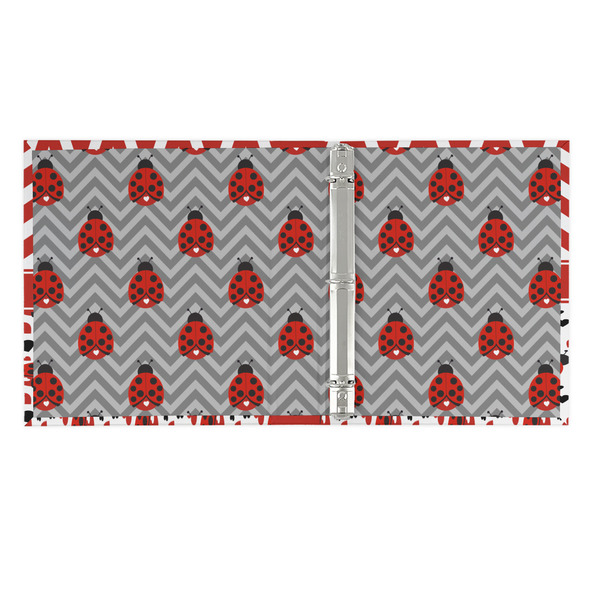 Ladybugs & Chevron 3 Ring Binders - Full Wrap - 1" - OPEN INSIDE
