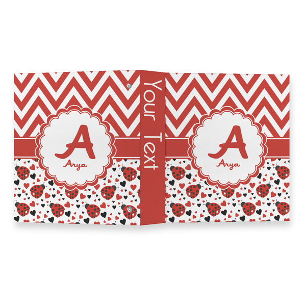 Ladybugs & Chevron 3 Ring Binders - Full Wrap - 1" - OPEN OUTSIDE